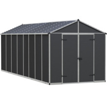 Gerätehaus aus Polycarbonat mit Satteldach und Doppeltür in Anthrazit