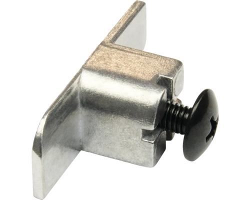 Support pour tablette en verre en métal avec vis de serrage noire pour meubles.