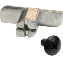 Connecteur de meuble en métal avec tête en forme de T et vis à empreinte cruciforme assortie