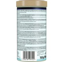 Rückseite einer Packung Tetra Cichlid Algae Pellets mit Inhaltsstoffen, Fütterungshinweisen und Barcode.