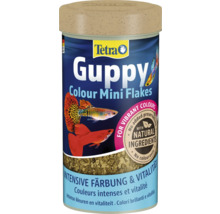 Tetra Guppy Colour Mini Flakes aliment complet pour guppys pour des couleurs intenses et la vitalité avec ingrédients naturels.