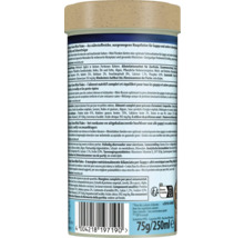 Verso de l'emballage Tetra Guppy Colour Mini Flakes avec ingrédients, conseils d'alimentation et code-barres.