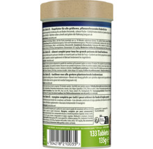 Vue arrière d'une boîte de Tetra Pleco Tablets XL, aliment pour poissons de fond herbivores, 133 comprimés, 135 grammes.
