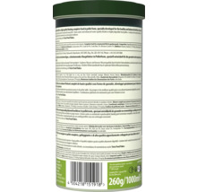 Rückseite der Verpackung von Tetra Pond Pellets Mini Fischfutter mit Zusammensetzung, Fütterungsempfehlung und Tetra Logo.