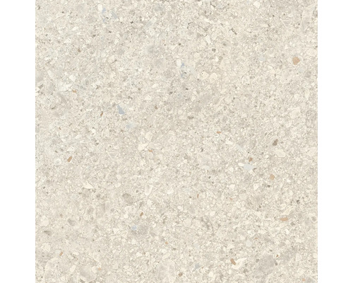 Feinsteinzeugfliese in Terrazzo-Optik mit feinen Steineinschlüssen.