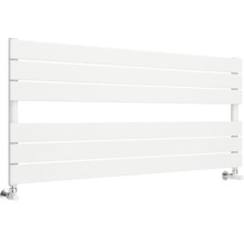 Radiateur de salle de bains avec tubes plats horizontaux, blanc, montage mural.