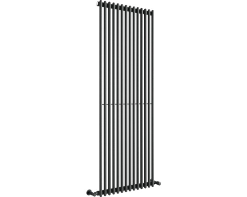 Radiateur tubulaire vertical en acier noir pour pièces à vivre ou salles de bains.