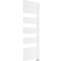 Radiateur de salle de bains blanc en forme d échelle pour montage mural avec tubes ronds horizontaux.