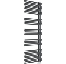 Radiateur de salle de bains avec tubes ronds horizontaux et montage unilatéral.
