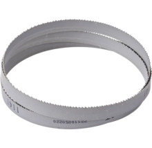 Lame de scie à ruban en métal avec bord dentelé.