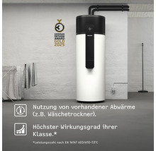 Pompe à chaleur Stiebel Eltron dans une buanderie lumineuse, utilise la chaleur résiduelle efficacement. German Design Award Gold 2025.