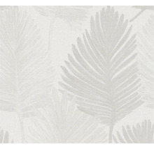 Papier peint intissé avec motif de feuilles de palmier et texture fine.