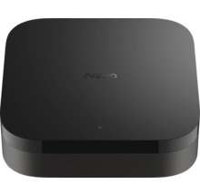 Hub Aqara M2 pour maison connectée en noir avec des coins arrondis et Aqara Logo.