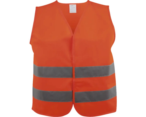 Gilet de sécurité orange avec deux bandes réfléchissantes.