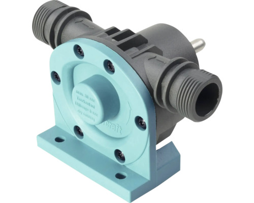 Pompe pour perceuse Wolfcraft en plastique avec raccords filetés et socle de montage