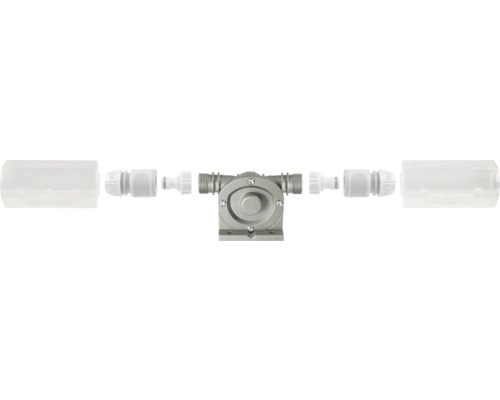 Pompe pour perceuse avec raccords de tuyau et couvercles en plastique transparent pour l arrosage du jardin.