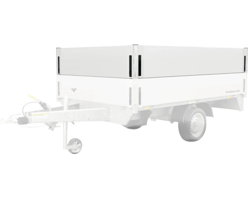 Humbaur Pkw-Anhänger mit Bordwanderhöhung und Stützrad.