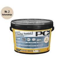 Mortier de jointoiement flexible PCI Nanofug Premium pour carrelage et pierre naturelle, beige Bahamas numéro deux, PCI Logo.