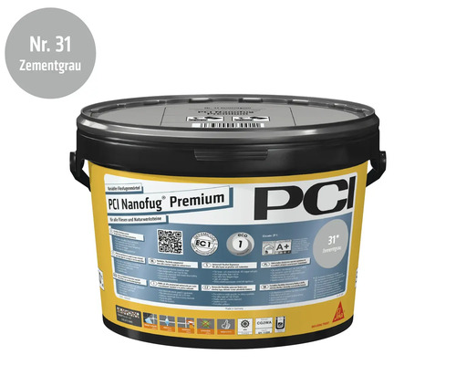PCI Nanofug Premium Variabler Flexfugenmörtel, Faarf Nummer 31 Zementgro, am Eemer.