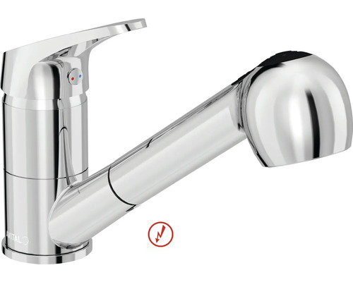 Avital Einhebel-Spültischarmatur mit ausziehbarer Geschirrbrause, Niederdruck