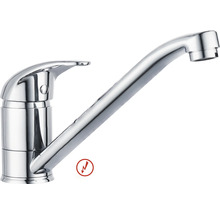 Mitigeur de cuisine monocommande en métal chromé avec bec long pour basse pression.