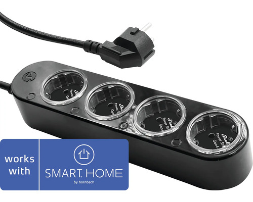 Multiprise intelligente à quatre prises avec câble et fiche, compatible avec Smart Home by Hornbach.