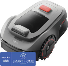 Robot tondeuse Mova Viax avec capteurs UltraEyes et bouton d arrêt rouge, compatible avec Smart Home by Hornbach.