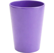 Cache-pot pour orchidées violet en céramique avec une finition lisse et brillante de forme conique.