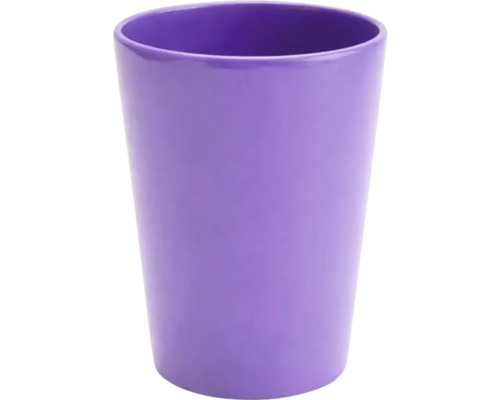 Cache-pot pour orchidées violet en céramique avec une finition lisse et brillante de forme conique.