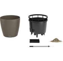 Ensemble de pot de fleurs avec pot, bac de plantation, système d'irrigation et substrat.