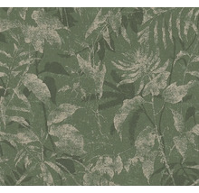 Papier peint intissé avec motif botanique de fleurs et de feuilles à l'aspect texturé.