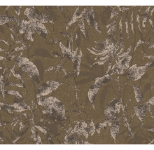 Papier peint avec motif botanique de feuilles et de fleurs avec une surface structurée