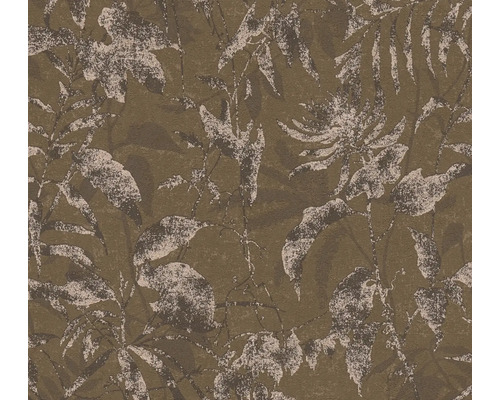 Papier peint avec motif botanique de feuilles et de fleurs avec une surface structurée