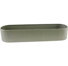 Jardinière ovale cannelée en métal de couleur vert olive.