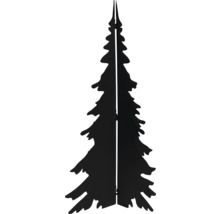 Silhouette de sapin décorative en métal noir.