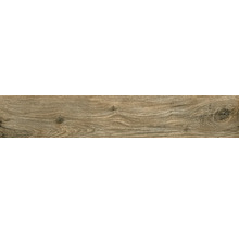 Bodenfliese in Holzoptik mit natürlicher Maserung und Astlöchern.