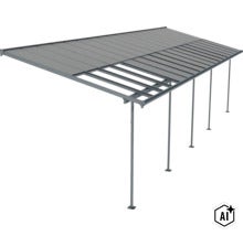 Überdachung mit Metallrahmen und teils lamelliertem Dach zur Terrassenabdeckung. (Image AI modified or generated)