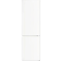 Combiné réfrigérateur-congélateur blanc à deux portes, pose libre.