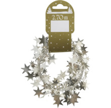 Guirlande de Noël argentée avec étoiles, longueur 2,70 mètres.