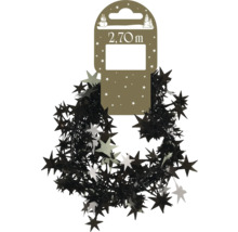 Guirlande de Noël avec des étoiles noires et argentées, longueur 2,70 mètres.