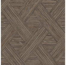 Vliestapete mit geometrischem Muster in brauner Flechtoptik