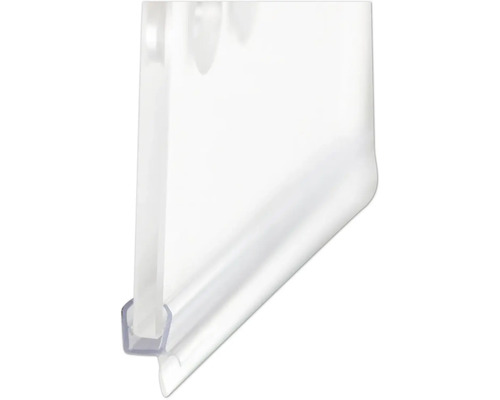 Joint de douche transparent en tant que profilé déflecteur d'eau pour le bord inférieur des portes de douche en verre.
