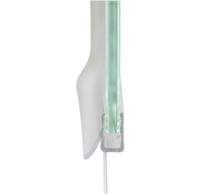 Joint d'étanchéité transparent pour parois de douche en verre avec lèvre flexible.