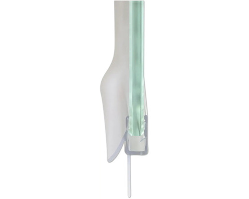 Joint d'étanchéité transparent pour parois de douche en verre avec lèvre flexible.