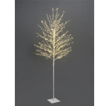 Arbre lumineux LED avec de nombreuses petites lampes LED blanc chaud sur des branches ramifiées, tronc blanc et base plate.