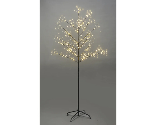 Dekorativer LED-Lichterbaum mit warmweißen Lichtern und schwarzem Metallständer.