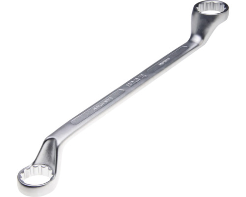 Clé polygonale double coudée en acier chrome-vanadium.