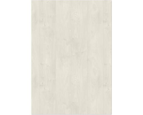 Revêtement de sol stratifié ou vinyle aspect bois clair avec grain fin et nœuds.