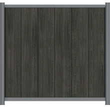 Sichtschutzzaun aus Holz-Kunststoff-Verbundwerkstoff mit Holzstruktur und Aluminiumrahmen in Anthrazit