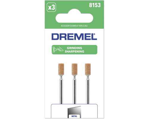 Pointes de meulage Dremel 8153 pour métal, trois pièces pour meuler et affûter, Dremel Logo